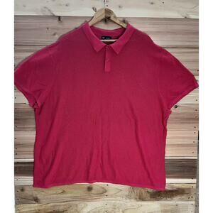 GAP Mens XXXL Pink Polo Shirt Textured Short Sleeve Casual